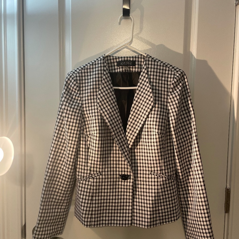 EUC Kasper Blazer black and white check Women's 8P